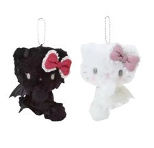 2 Packs Hello Kitty Plush Keychain Wedding Bridal Key Charm Angel Tote Bag Set