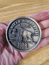 VTG Alaska Belt Buckle Siskiyou Buckle Co 1988 Metal Silver Look Bison USA