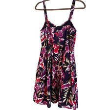 Torrid Floral Sundress Size 12 Lined Back Zipper Purple Sweetheart Neckline
