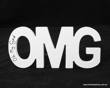 Wooden Words Text Abbreviation Freestanding/Hanging - OMG 'Oh My God'