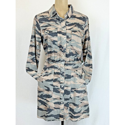 NWT Dear John Boutique Camo Dress - Long Sleeve Button Front #0397 XS