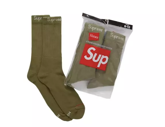 Supreme Hanes chaussettes olive (4 pack) FW21 100 % authentique