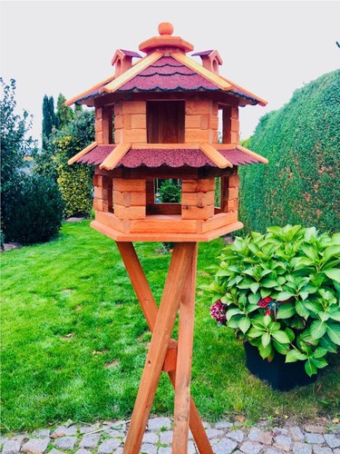 DARLUX Vogelvilla L Sechseck Doppelstock Vogelhaus Braun/ Blau Grün Rot Schwarz - Bild 8 von 9