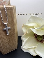 David Yurman Men's Sterling Silver Sky Cross Pendant & 2.7mm Box Chain 20”