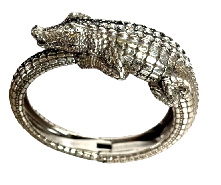 Brazalete Brazalete Brighton Later Gator Alligator Cristal Swarovski Plata Foto 2 de 4
