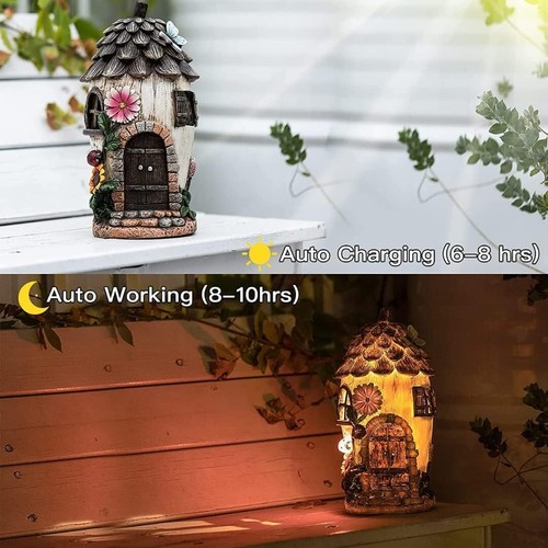 Garden Fairy House Acorn Solar Garden Ornaments Outdoor Decoration Fairy Statues - Picture 5 of 8