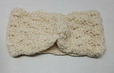 Sparkle cream white EAR WARMER Twist Headband Acrylic Crochet Knit Turban Women