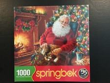 Factory Sealed Springbok Santa's Cat Nap 1000 Piece Jigsaw Puzzle Christmas