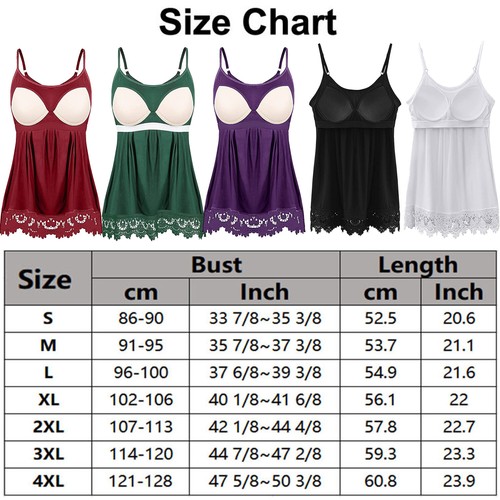 US Women Fit Camisole with Built in Bra Adjustable Spaghetti Strap Camis TankTop - Picture 44 of 53
