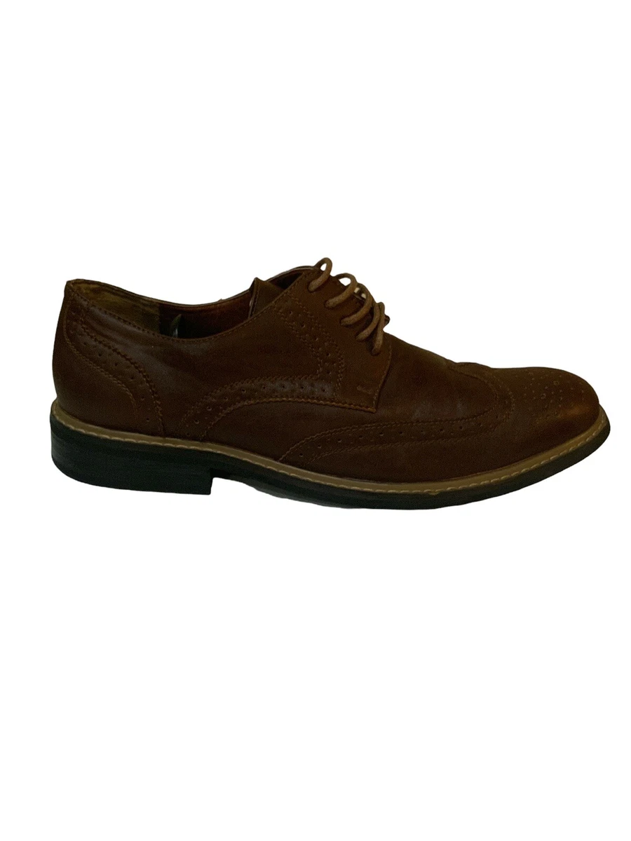 Perry Ellis Portfolio Men s Size 11 Oxford Brown Faux Leather Dress Shoes