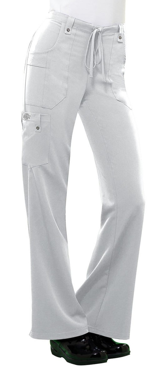 White Dickies Scrubs Xtreme Stretch Mid Rise Drawstring Pant