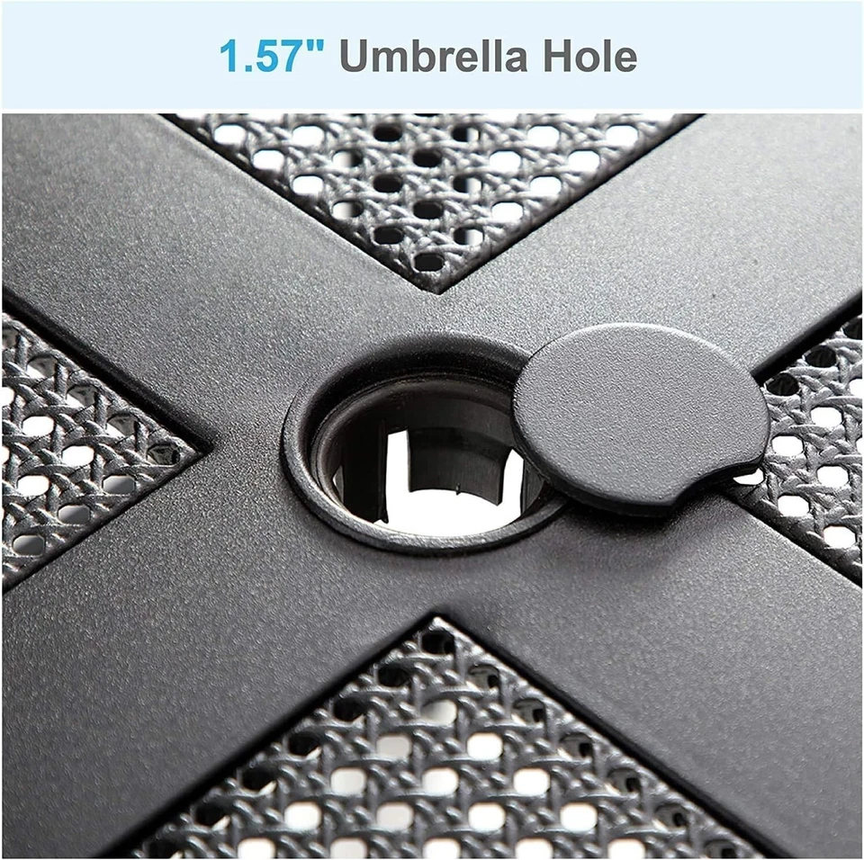37" Outdoor Dining Table Metal Steel Mesh Patio Table with 1.57" Umbrella Hole - Image 3 of 4