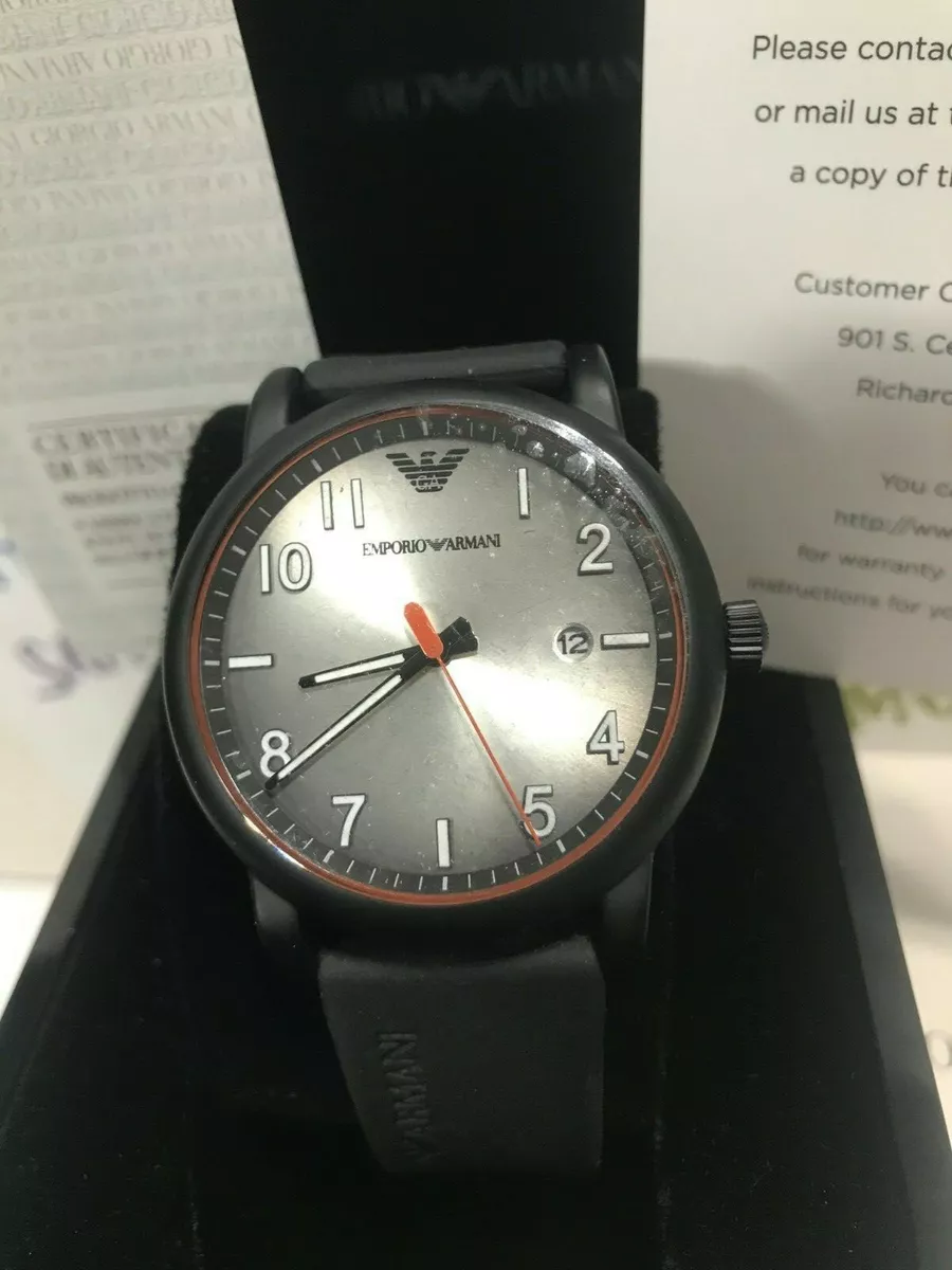 Emporio Armani Men s 43 mm Black Silicone Date Watch AR11176