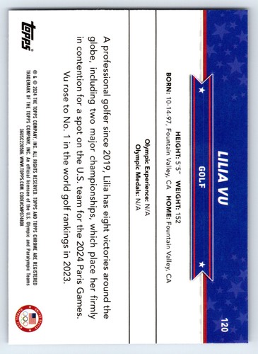 2024 Topps Chrome US Olympics & Paralympic Hopefuls Lilia Vu #120 - Picture 2 of 2