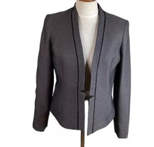 Black Label Evan-Picone Womens Sz 4 Black Open Front Blazer Suit Jacket