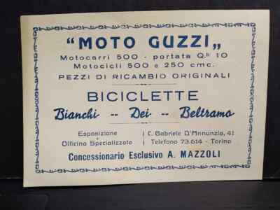 Biglietto Pubblicitario Mazzoli Moto Guzzi Biciclette Bianchi Torino KY1852  | eBay