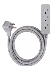 GE Pro 3 Outlet Surge Protector Power Strip, 8 ft Designer Braided Extension