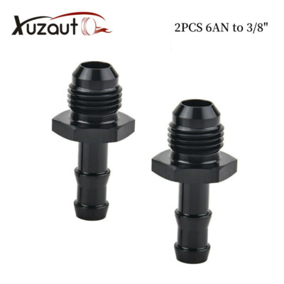 2PCS  AN6 6AN Male Flare to 3/8'' Hose Barb Push Lock Adapter Fitting Aluminum