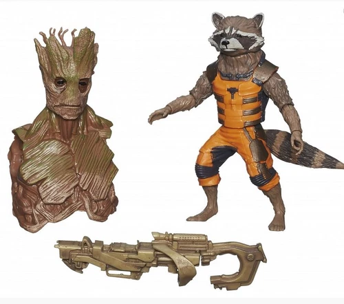 Rocket Raccoon -Guardianes de la Galaxia- Marvel Legends Hasbro con BAF Groot Head