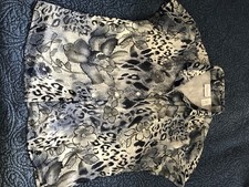 Alfred Dunner Top Button Down Short Sleeve Size 14 Blue