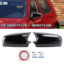 Gloss Black Wing Door Mirror Cover Caps Left + Right for VW Golf Mk4 1998-04 US