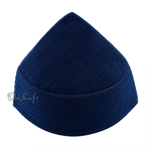 NAQSHABANDI SUFI TAJ - Cappello alto islamico blu navy finto feltro turbante musulmano Kufi - Foto 5 di 6