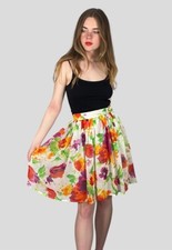 Minigonna pattinatore Marella vintage anni 80 bianca floreale viscosa donna retrò 