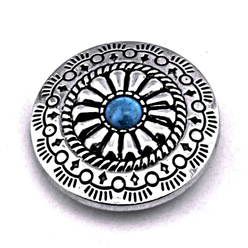 12pcs Turquoise Bohemian Style floral silver Western leathercraft manship finely - Image 4 of 4