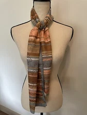 Foulards Accessories Rectangle Neck Scarf Floral Striped Italy Vintage Poly