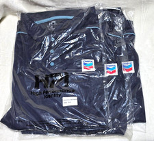 Chevron Polo Shirt Men's L Navy Blue Employee Uniform Short Sleeve 44