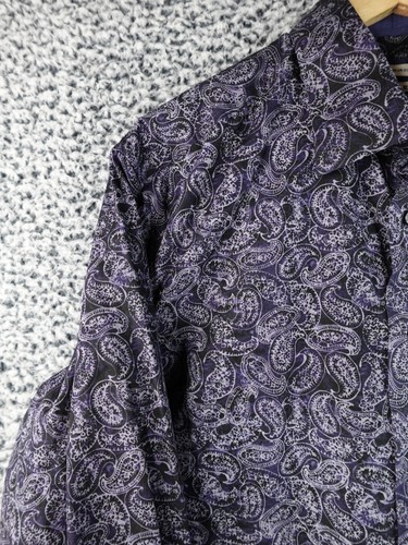 Joseph Abboud Men's Dress Shirt Non-Iron Size L Navy Blue Paisley, 100% Cotton - Picture 2 of 13