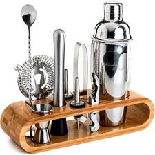 Mixology & Craft - Bartender Kit 10-Piece Cocktail Bar Tool Set with Bamboo