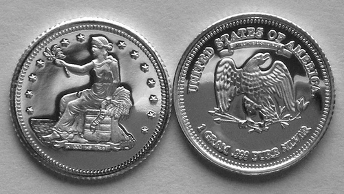 (100) 1 GRAM .999 PURE SILVER ROUNDS OF THE TRADE DOLLAR DESIGN b7