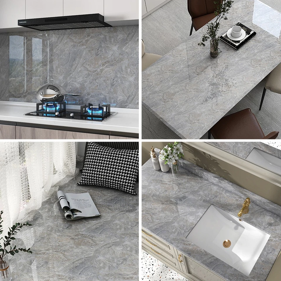 2 Rolls Marble Wall Paper Peel and Stick Countertops Contact Paper(23.6x393inch) - Image 2 of 4