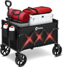 Wagon Cart with Wheels with 220LBS Capacity,Heavy Duty Wagon Carts Foldable with