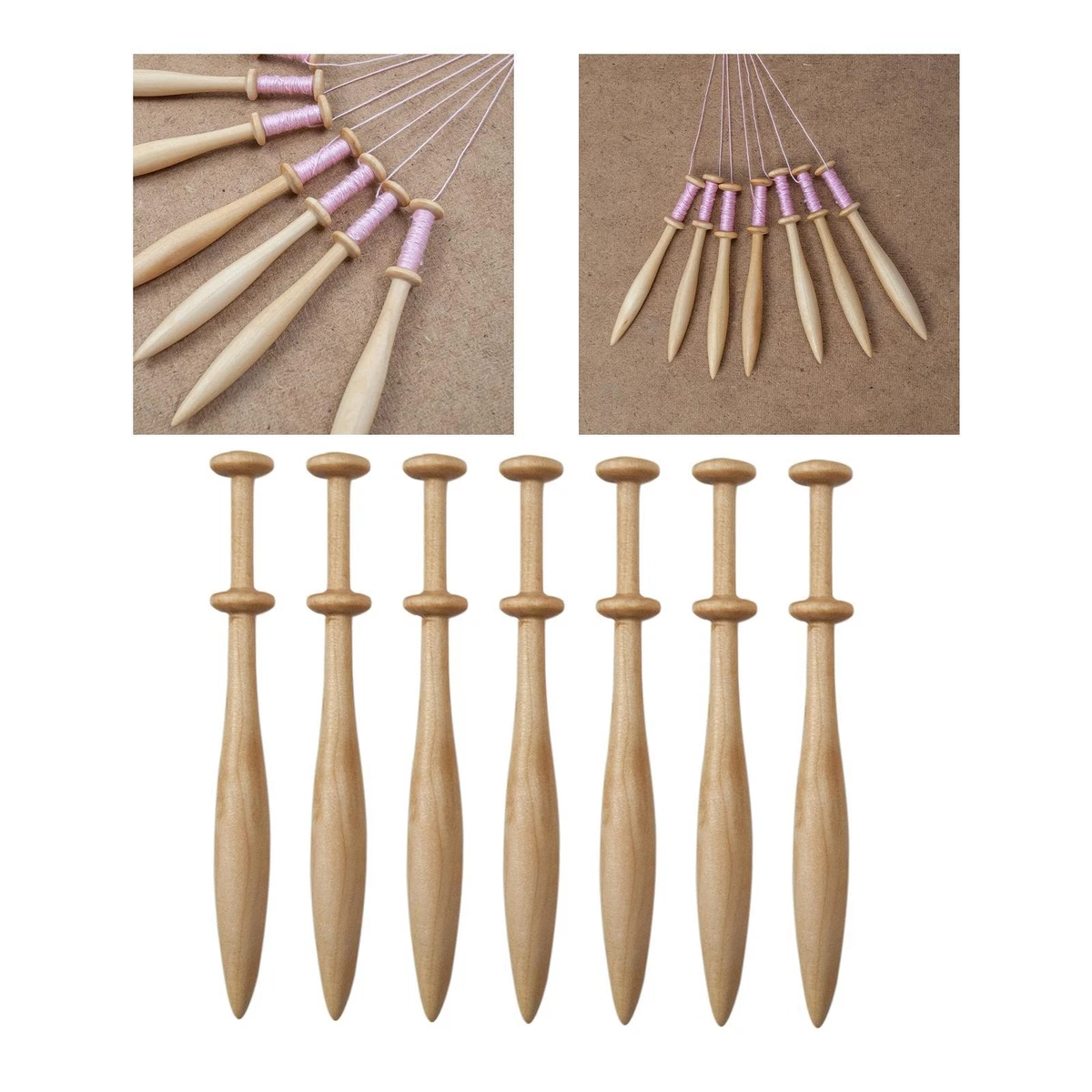 Collection De Bobines à Dentelle Ericson - Ancien En Bois, Perles Et Fil - Occasion