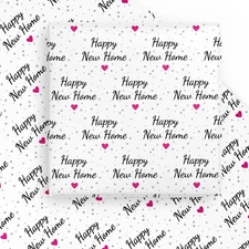 New Home Wrapping Paper Sheet - 6 Sheets Happy New Home with Pink Heart Desig...