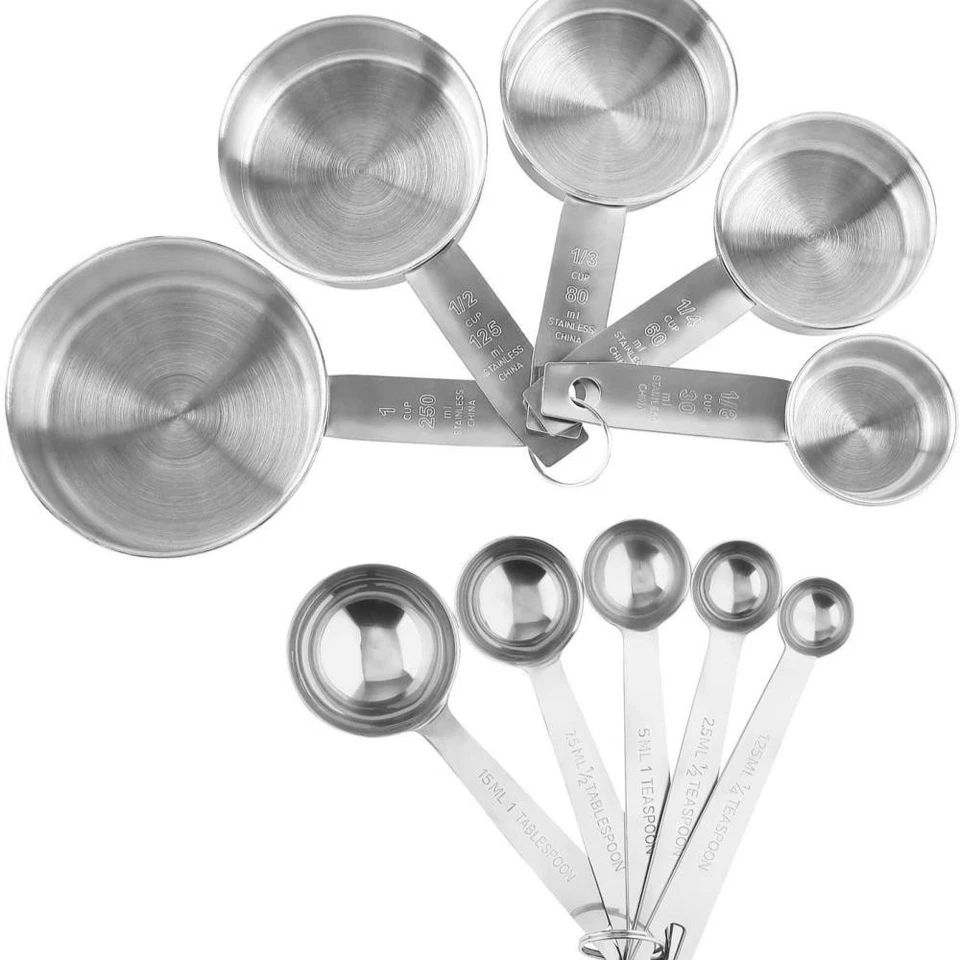 Juego de vasos y cucharas medidoras de acero inoxidable -¿Kits de 10 piezas multiusos? * Foto 4 de 4