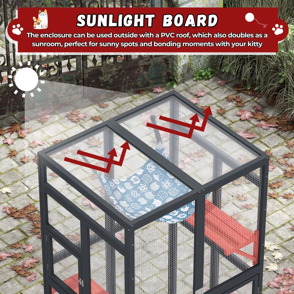 Upgraded Catio Outdoor Cat Enclosure, Outdoor Cat House Window  Access, Black - Image 4 of 4