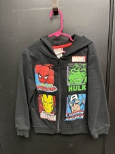 Childrens Marvel Black Full Zip Character Hooded Sweatshirt - Size 6