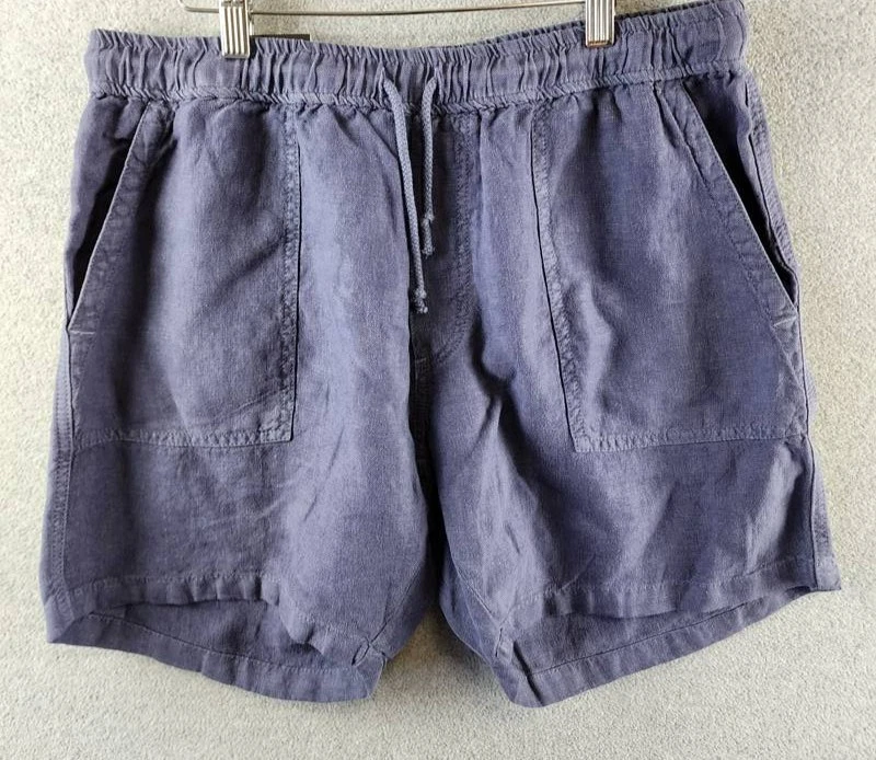 The Men's Store at Bloomingdale's Solid Linen 7" Shorts 38 Navy Elastic Waist