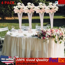 4 PACK 21 Gold Flower Vase Crystals Trumpet Vase Wedding Centerpieces Decor