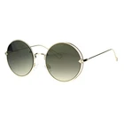 Women's Round Sunglasses Light Metal Circle Frame Gold, Mirror Lens UV400