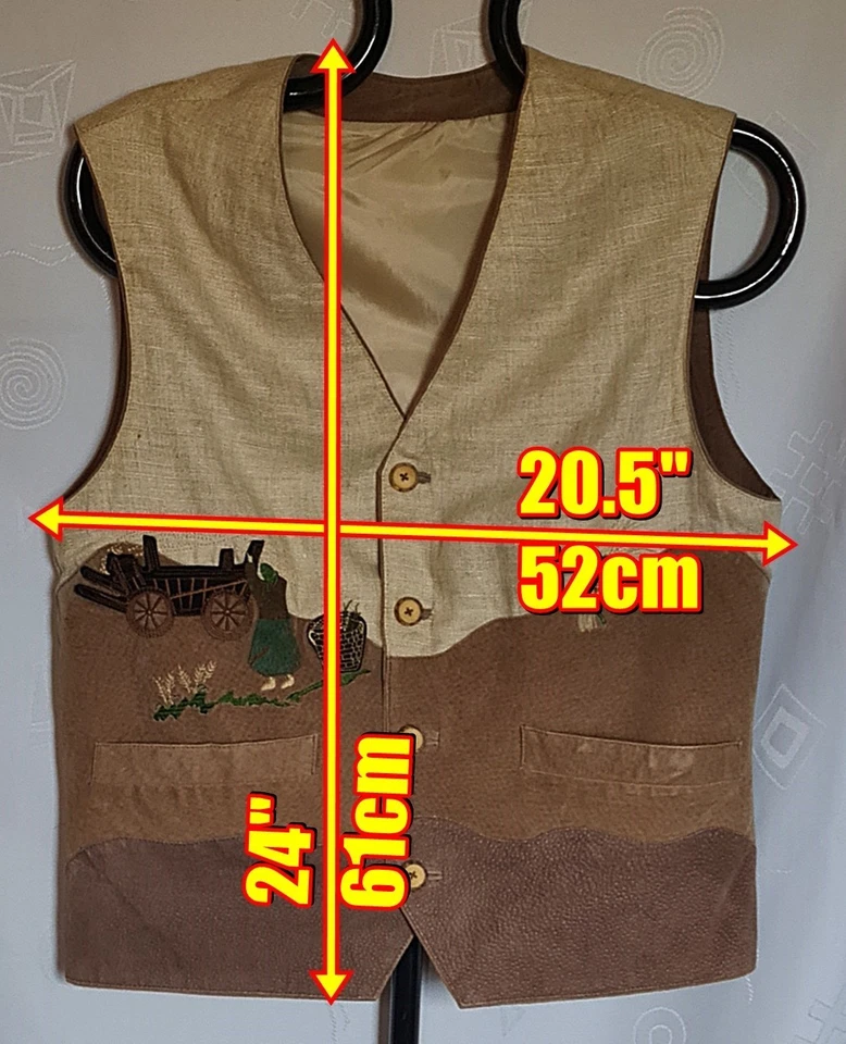 VEST VINTAGE AUTHENTIC TRACHTEN OKTOBERFEST DIRNDL LEATHER LINEN MENS US38 EU48 - Image 2 of 4