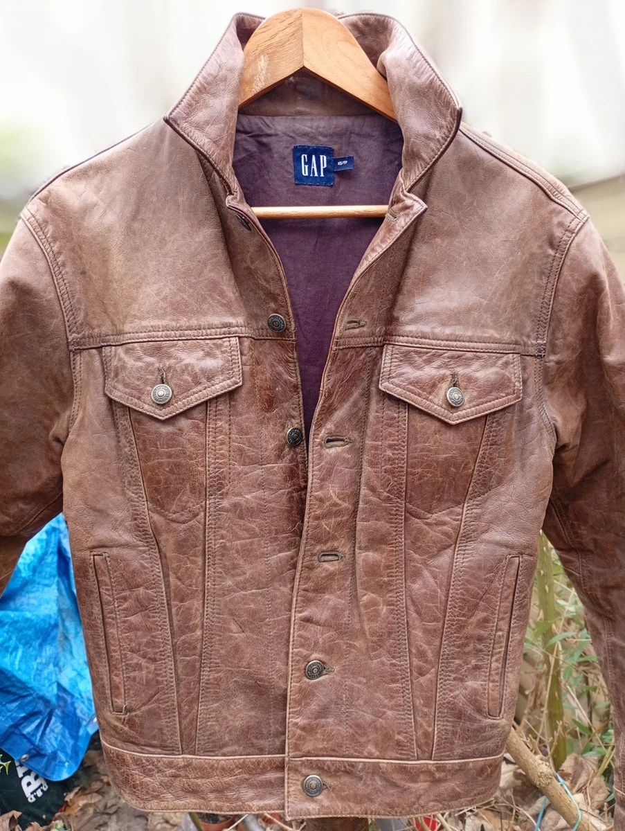 Vintage Gap Leather Trucker Jacket - Etsy 90s old gap trucker type