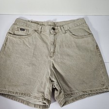 VINTAGE 80S 90S MEN'S RIDERS KHAKI DENIM SHORTS SIZE 16 MED PREPPY WESTERN Y2K