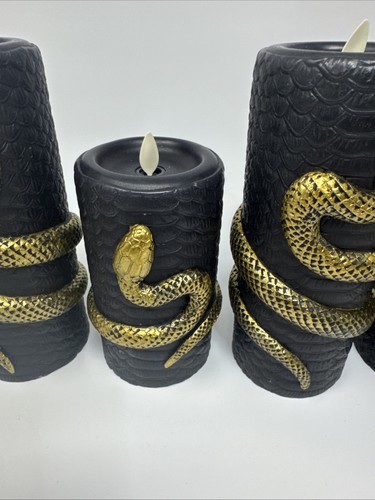 Martha Stewart Set of 4 Flameless LED Wax Pillar Candles Snake Luminara - Picture 8 of 11