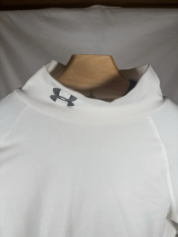 Under Armour Coldgear Thermal Shirt Womens Size Medium Fitted Mockneck White - Image 2 of 4