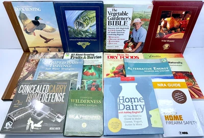 Prepper Book Lot Homesteading Skills Off Grid Survival Gardening Home Defense - Image 1 of 4