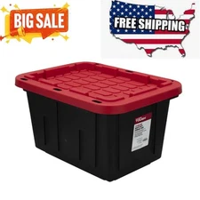 Hyper Tough Small Storage Bin, 12 Gallon Plastic Storage Container with Snap-On